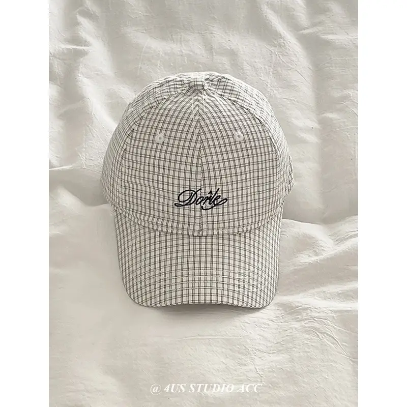 Korean Style Women's Plaid Peaked Cap with Wide Brim - Image 5