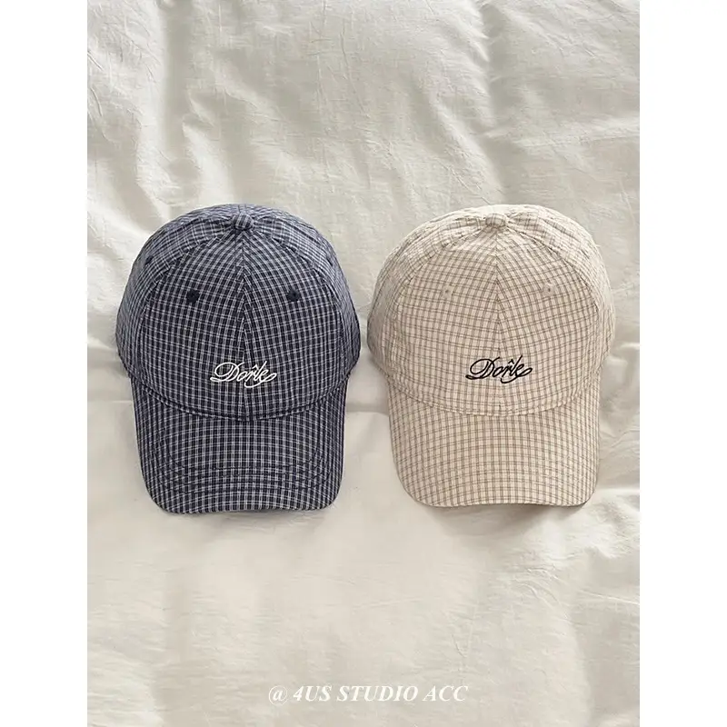 Korean Style Women's Plaid Peaked Cap with Wide Brim - Image 6