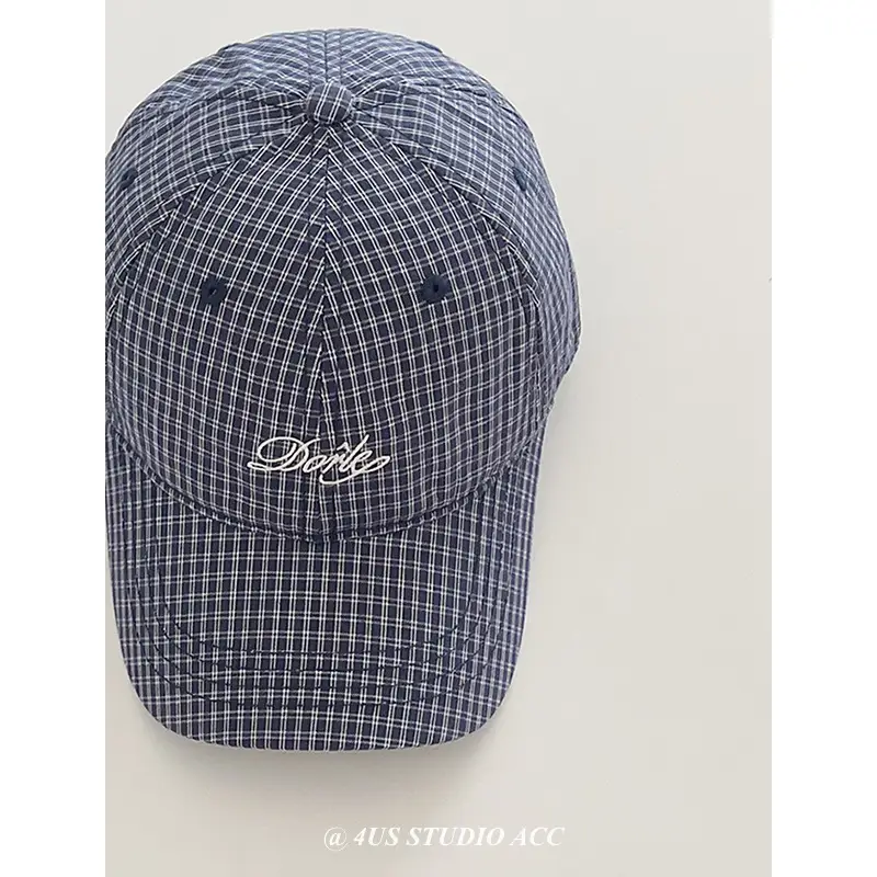 Korean Style Women's Plaid Peaked Cap with Wide Brim - Image 7