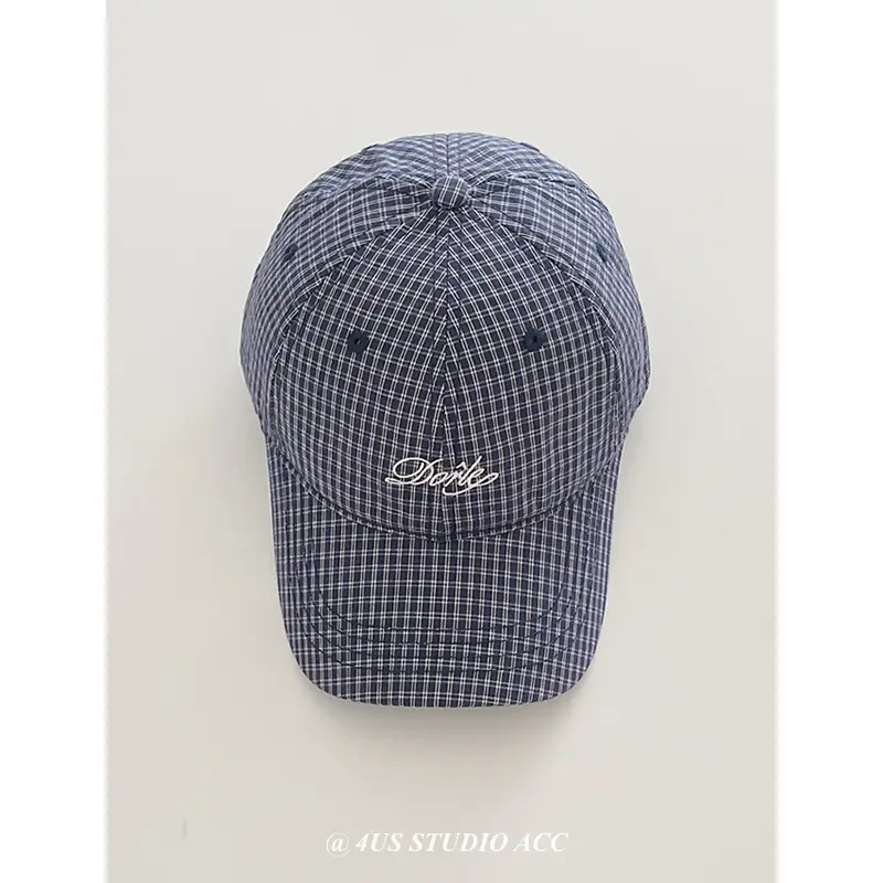 Korean Style Women's Plaid Peaked Cap with Wide Brim - Image 2