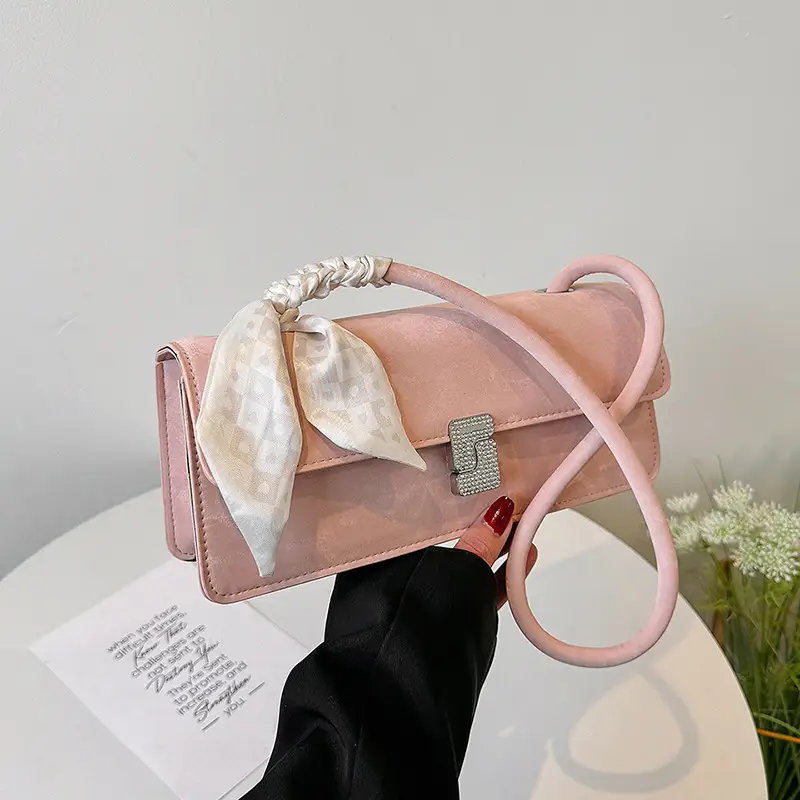 Pink Silk Scarf Shoulder Bag for Women 2026 - Image 5