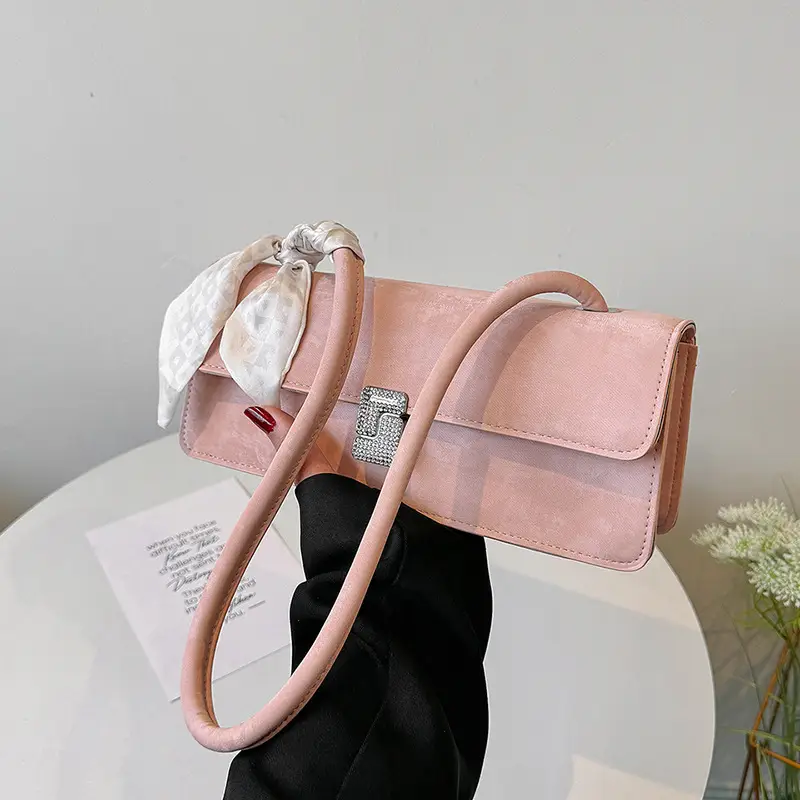 Pink Silk Scarf Shoulder Bag for Women 2026 - Image 6