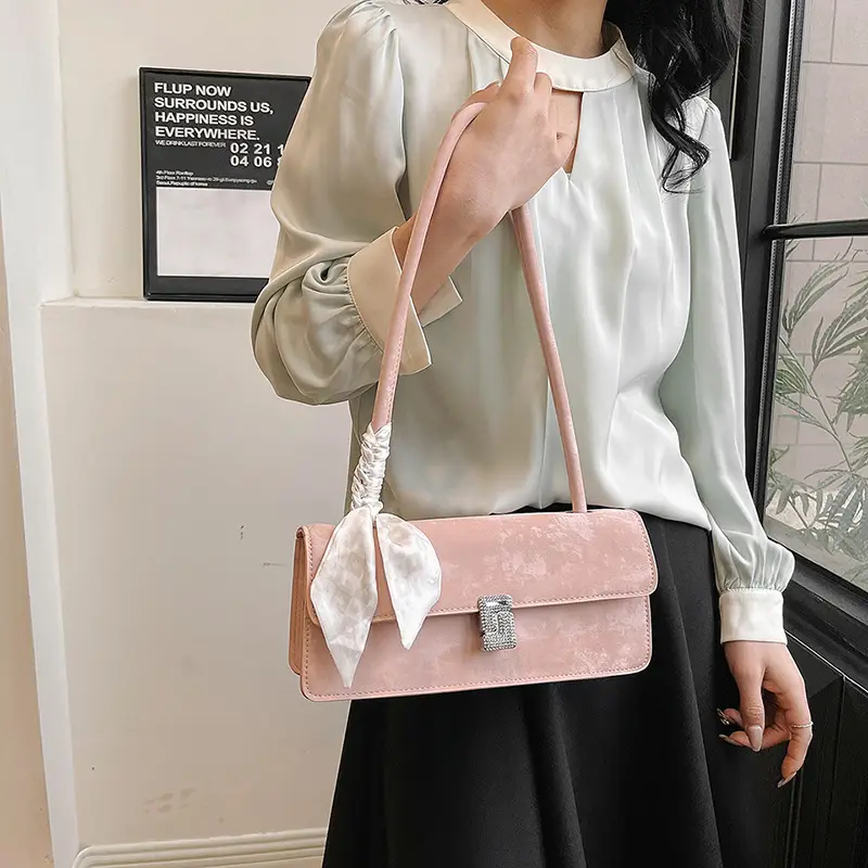 Pink Silk Scarf Shoulder Bag for Women 2026 - Image 2