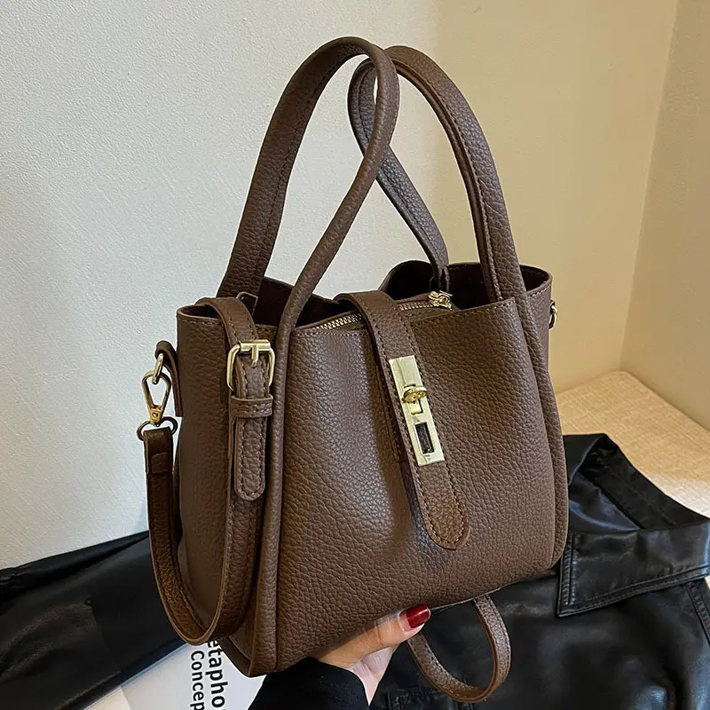 Women's Brown Leather Shoulder Bag 2025 Work Commute - Image 6