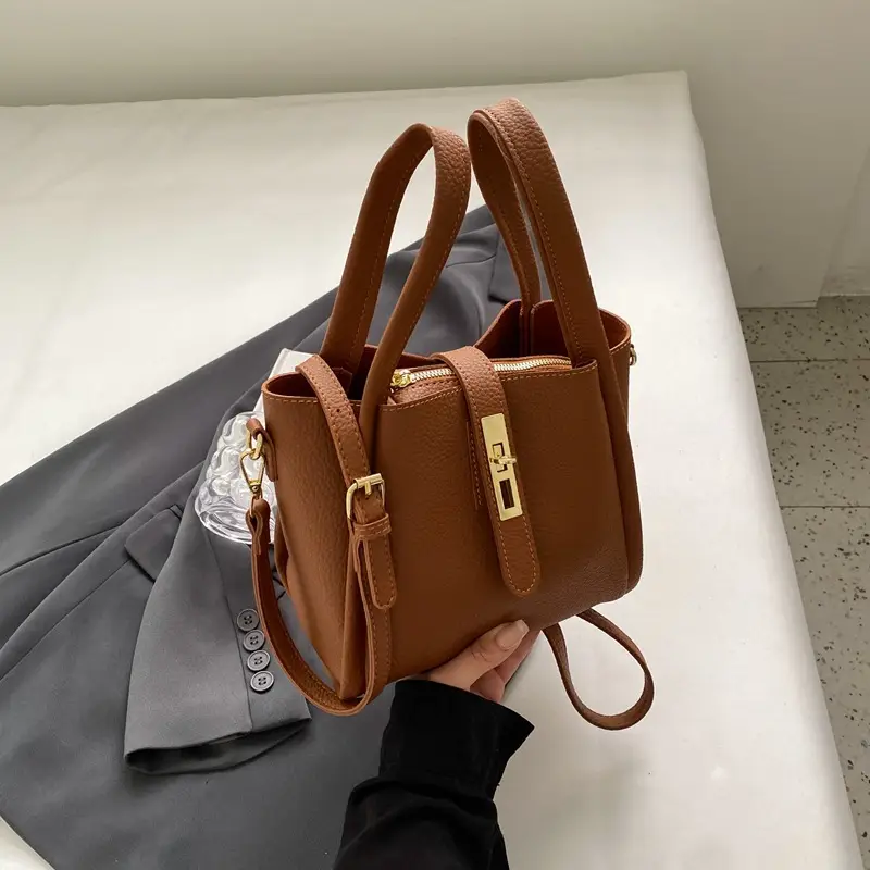 Women's Brown Leather Shoulder Bag 2025 Work Commute - Image 4