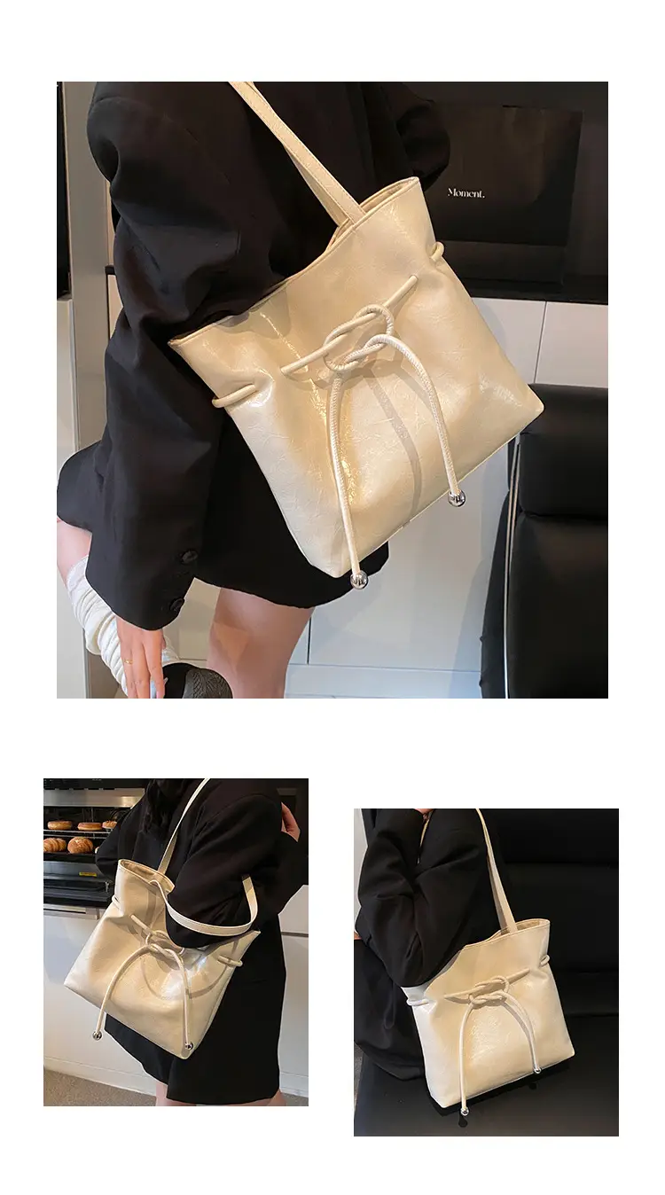 Women's Cream High-end Tote Bag Large Capacity Casual Commuter — feature 4
