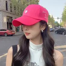 Women's Red Baseball Cap with Korean Embroidery — feature 7