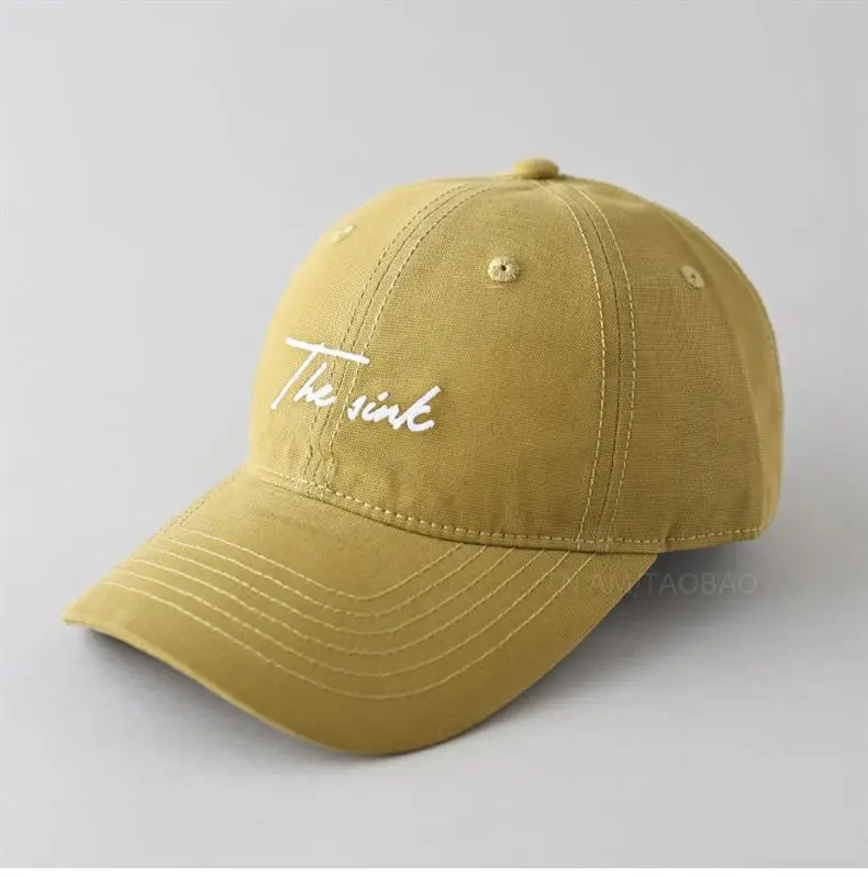 2025 Korean Letter Embroidered Baseball Cap Women Wide Brim Brown — feature 3