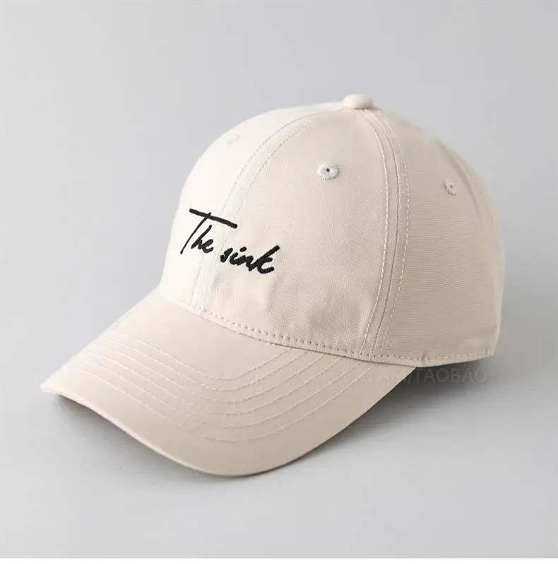 2025 Korean Letter Embroidered Baseball Cap Women Wide Brim Brown — feature 5