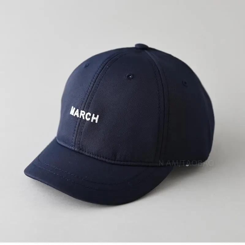 Men Navy Blue March Embroidered Baseball Cap