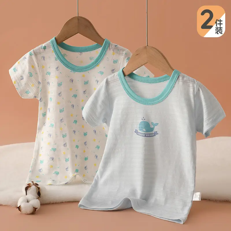 Pink Cotton T-Shirt Set for Boys Baby Base Coat 2 Pcs - Image 4