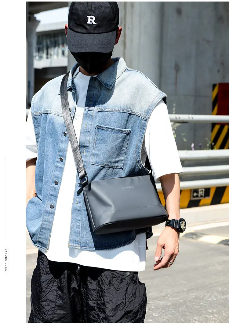 Black Cross-Key Messenger Bag for Men — feature 30