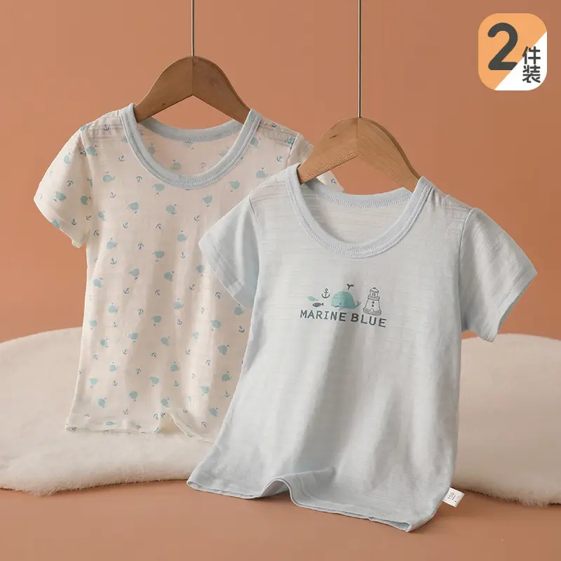 Cotton Boys Summer T-Shirt Set with Pupils Print