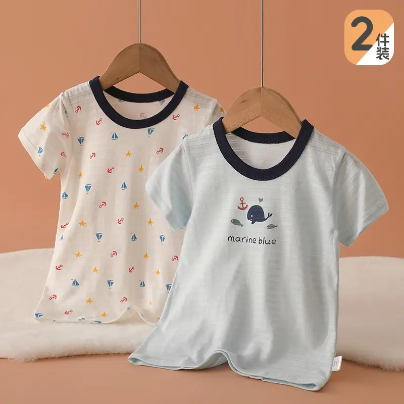 Cotton Boys Summer T-Shirt Set with Pupils Print
