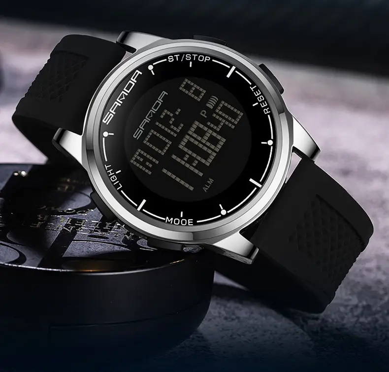 Sanda Men's Black Digital Hot Watch 16:22 — feature 16