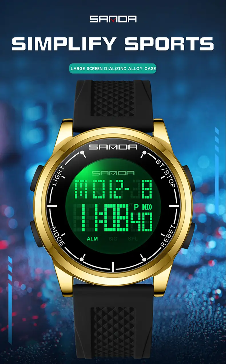 Sanda Men's Black Digital Hot Watch 16:22 — feature 22