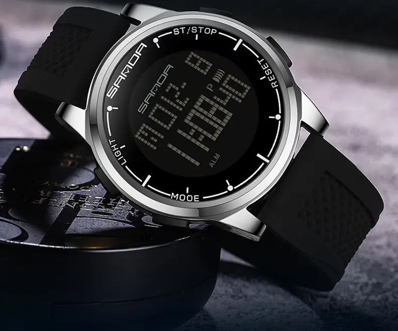 Sanda Men's Black Digital Hot Watch 16:22 — feature 36