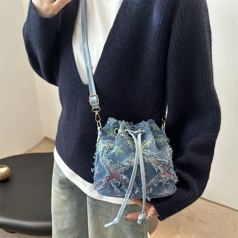 Vintage Denim Ringed Star Crossbody Bag 2025 - Image 6