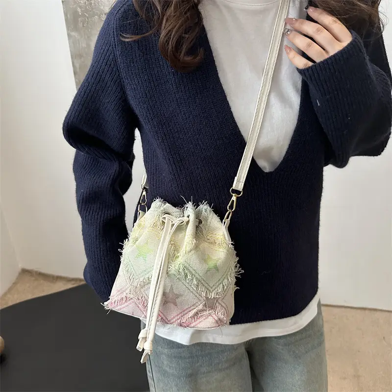 Vintage Denim Ringed Star Crossbody Bag 2025 - Image 7
