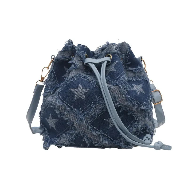 Vintage Denim Ringed Star Crossbody Bag 2025 - Image 4