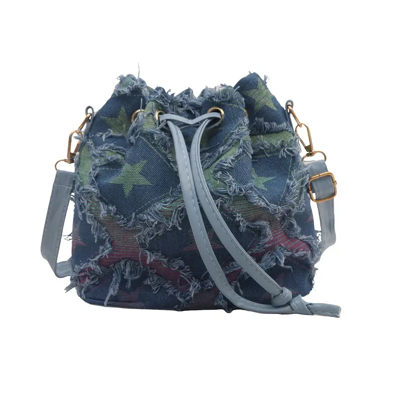 Vintage Denim Ringed Star Crossbody Bag 2025 - Image 5