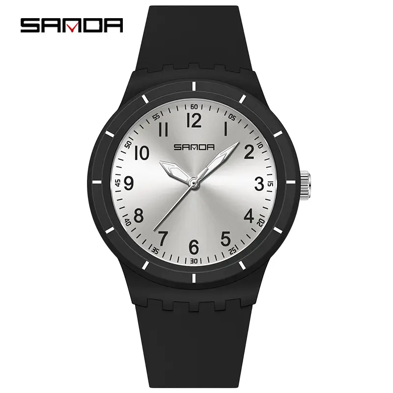 Sanda Black Silicone Analog Watch with Luminous Dial - Image 6