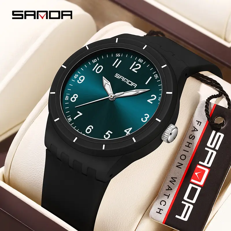 Sanda Black Silicone Analog Watch with Luminous Dial - Image 8