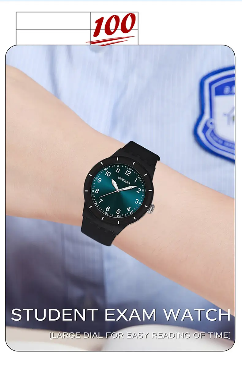 Sanda Black Silicone Analog Watch with Luminous Dial — feature 28