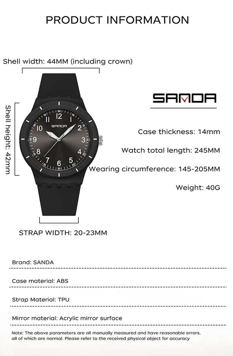 Sanda Black Silicone Analog Watch with Luminous Dial — feature 29