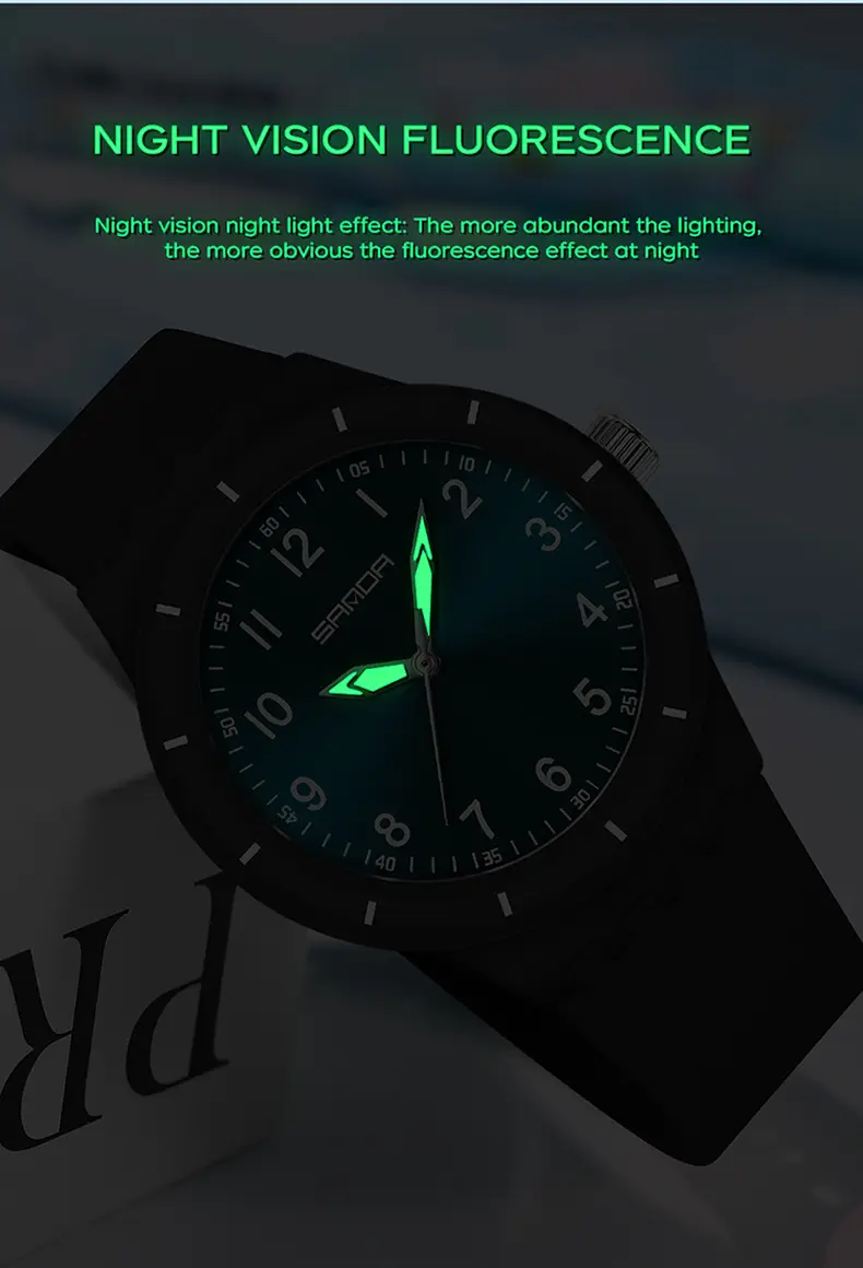 Sanda Black Silicone Analog Watch with Luminous Dial — feature 32