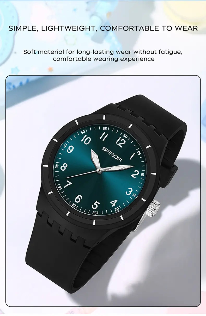 Sanda Black Silicone Analog Watch with Luminous Dial — feature 34