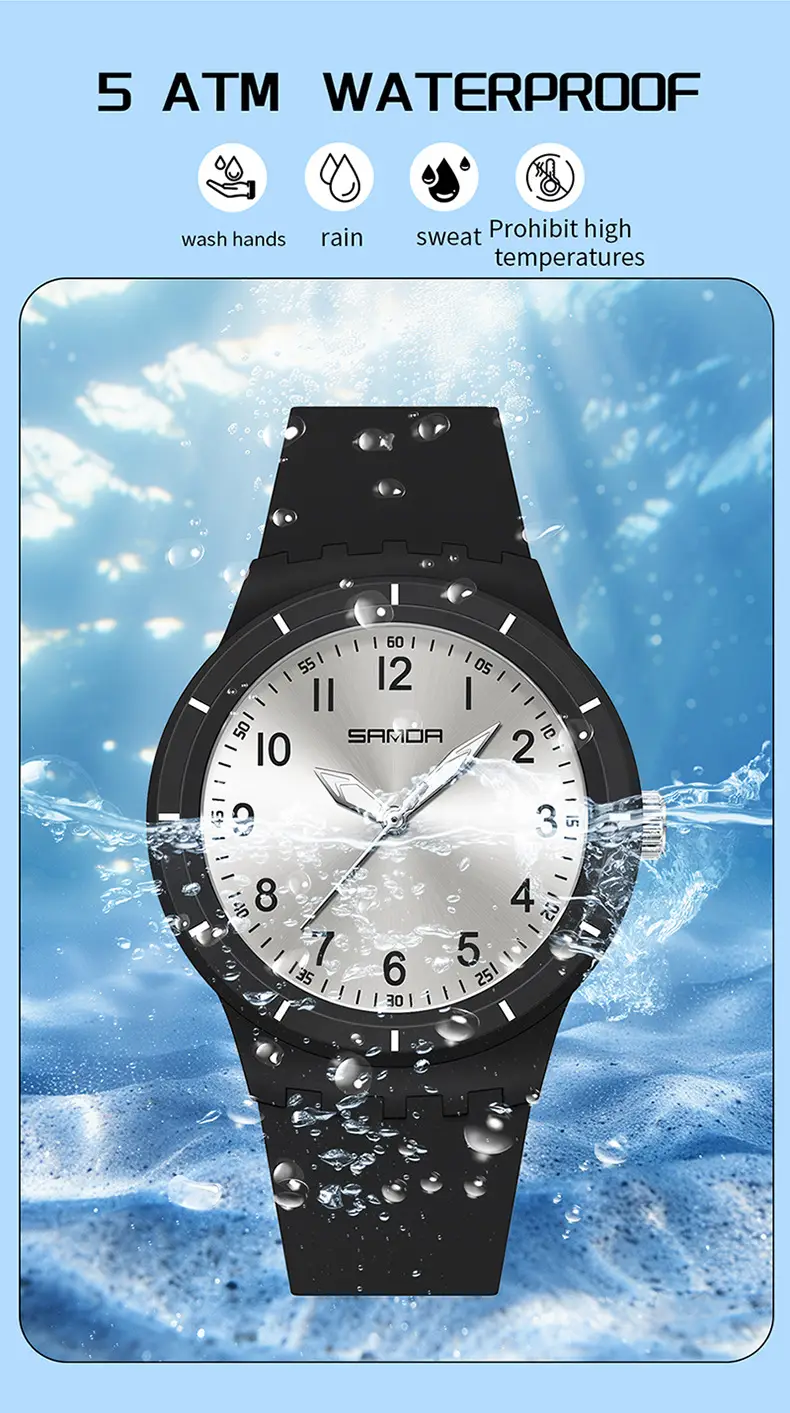 Sanda Black Silicone Analog Watch with Luminous Dial — feature 36