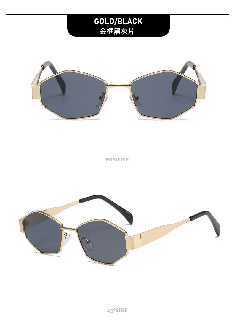 2025 Polygonal Sunglasses Silver Grey for Men Women — feature 12
