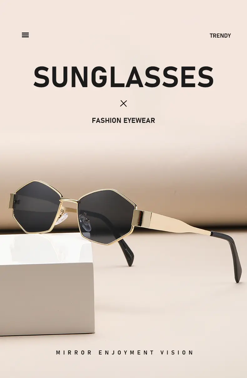 2025 Polygonal Sunglasses Silver Grey for Men Women — feature 3