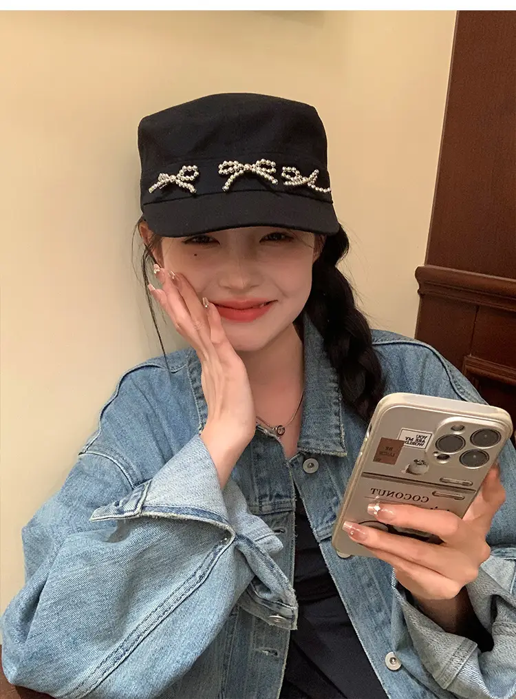 Black Bow Cap Women Spring Summer Sunshade Hat — feature 10