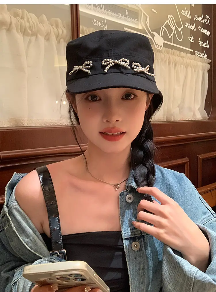 Black Bow Cap Women Spring Summer Sunshade Hat — feature 11