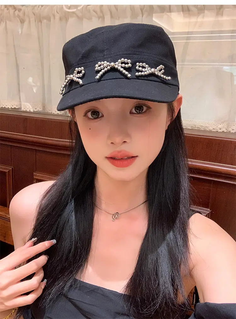 Black Bow Cap Women Spring Summer Sunshade Hat — feature 12