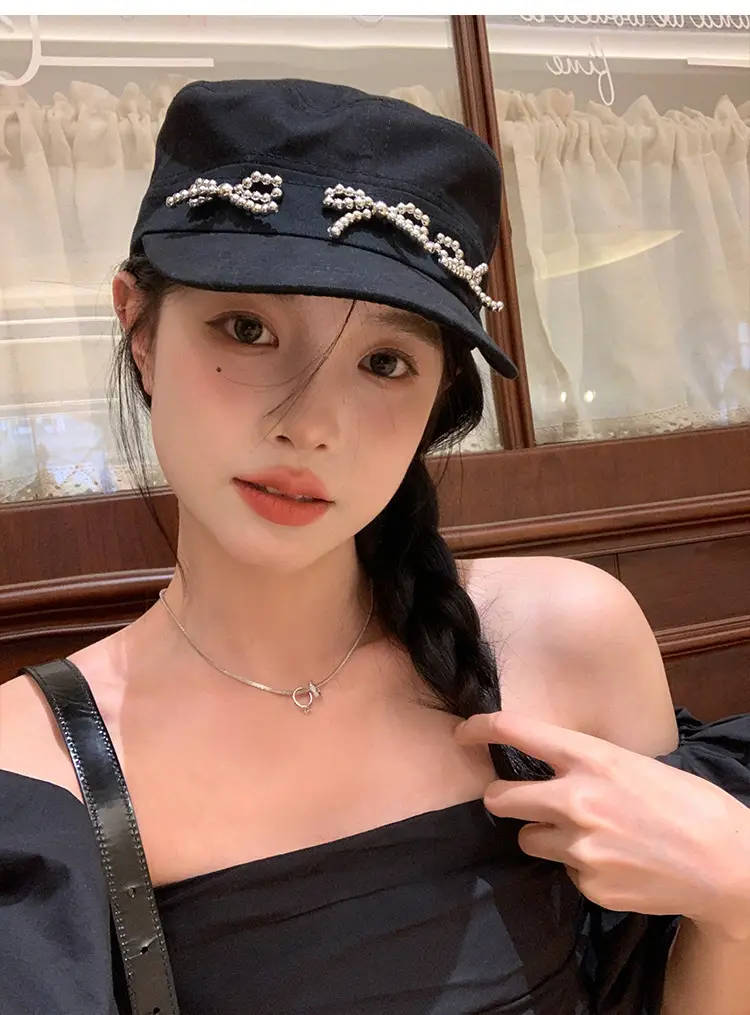 Black Bow Cap Women Spring Summer Sunshade Hat — feature 13