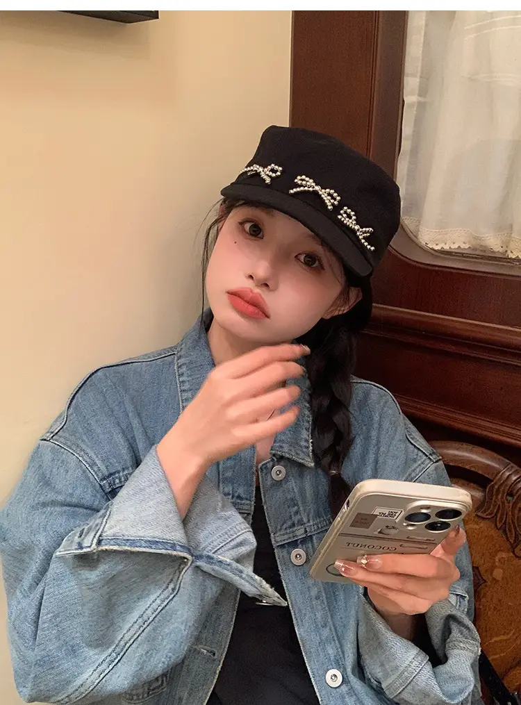 Black Bow Cap Women Spring Summer Sunshade Hat — feature 14