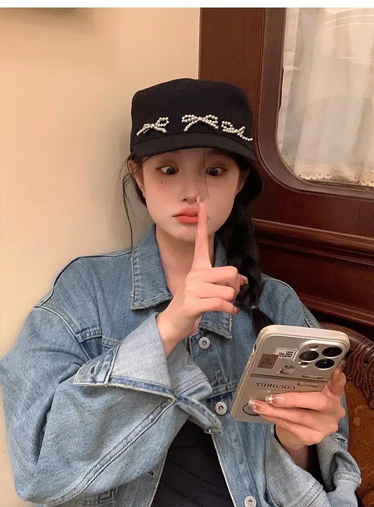 Black Bow Cap Women Spring Summer Sunshade Hat — feature 15