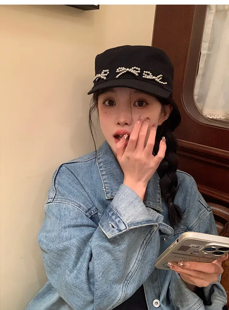 Black Bow Cap Women Spring Summer Sunshade Hat — feature 17