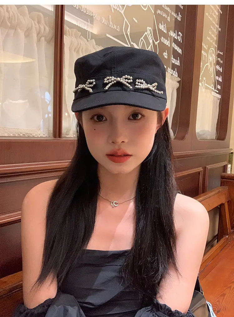 Black Bow Cap Women Spring Summer Sunshade Hat — feature 18