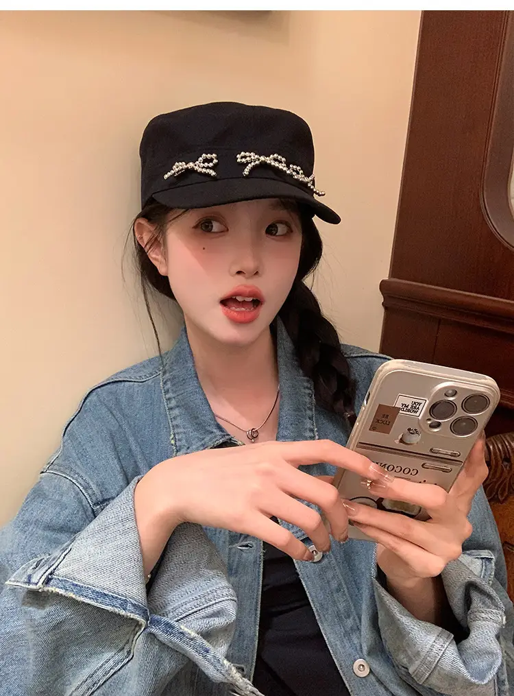 Black Bow Cap Women Spring Summer Sunshade Hat — feature 19