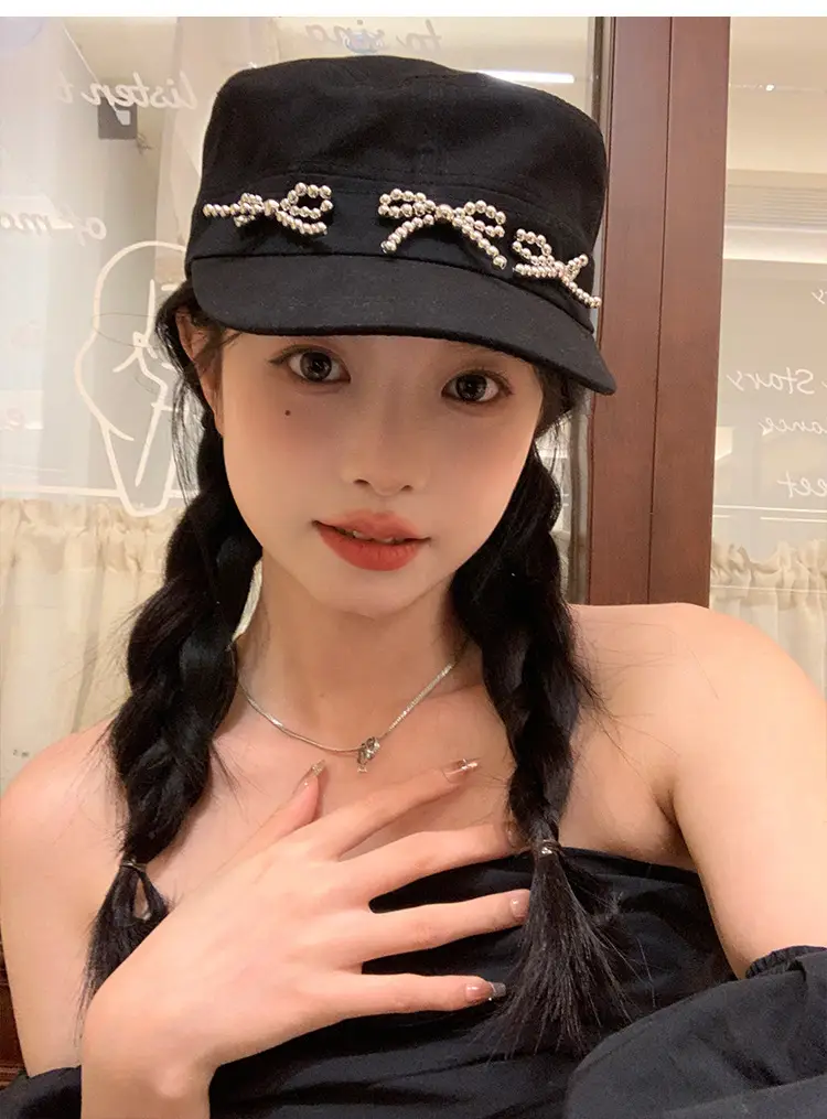 Black Bow Cap Women Spring Summer Sunshade Hat — feature 22