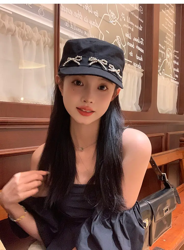 Black Bow Cap Women Spring Summer Sunshade Hat — feature 23