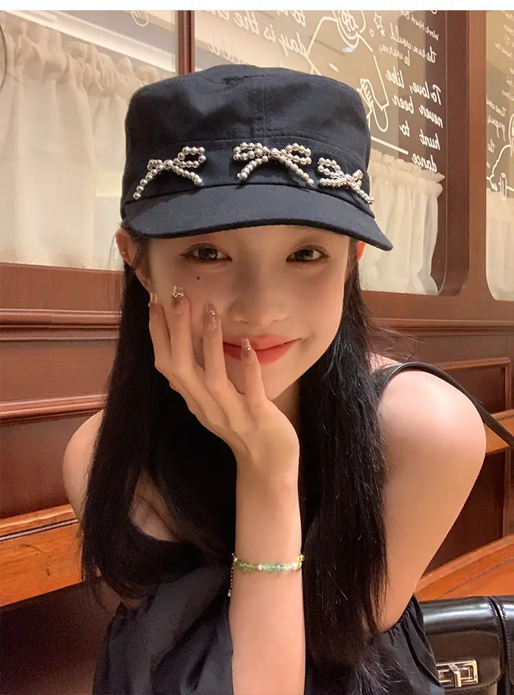 Black Bow Cap Women Spring Summer Sunshade Hat — feature 3