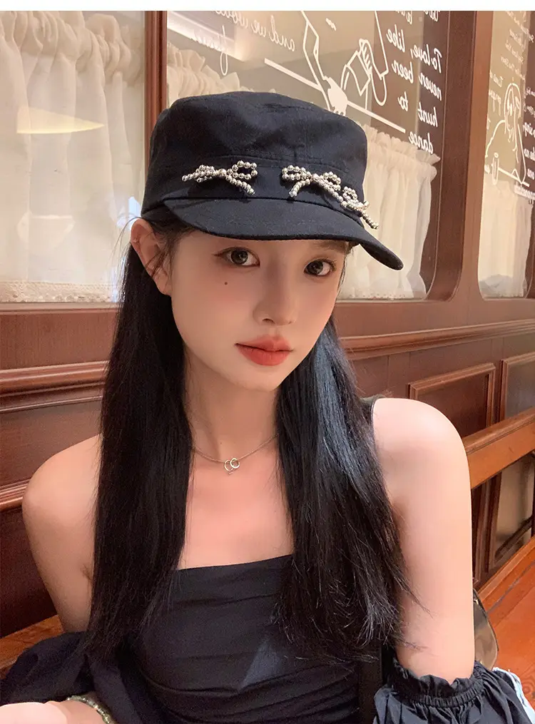 Black Bow Cap Women Spring Summer Sunshade Hat — feature 4