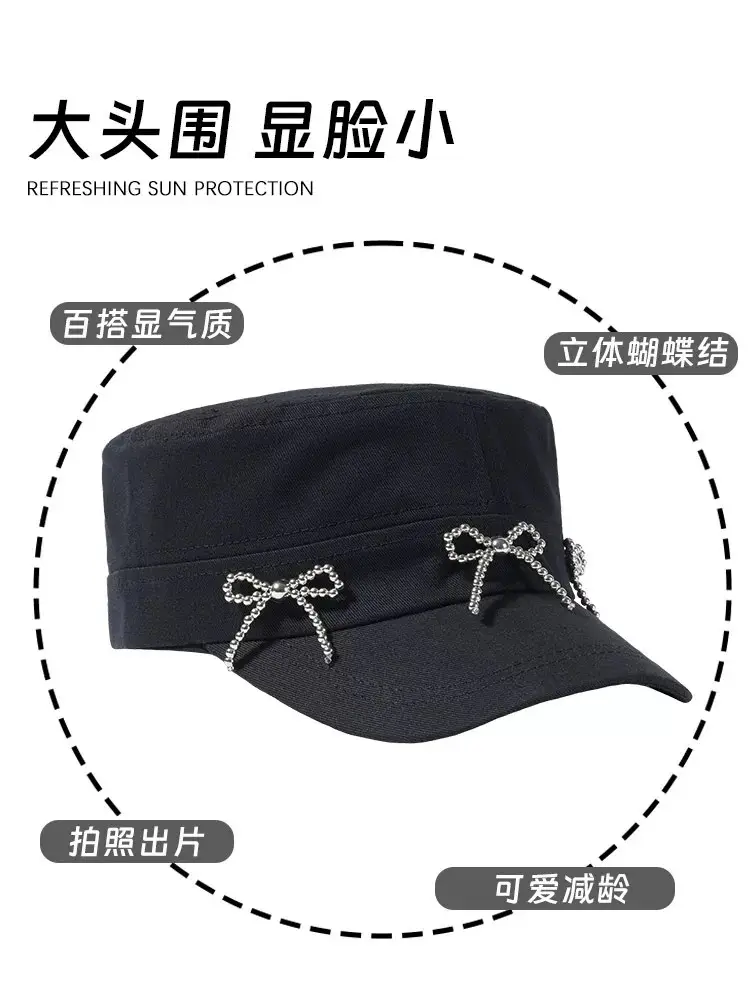 Black Bow Cap Women Spring Summer Sunshade Hat — feature 5