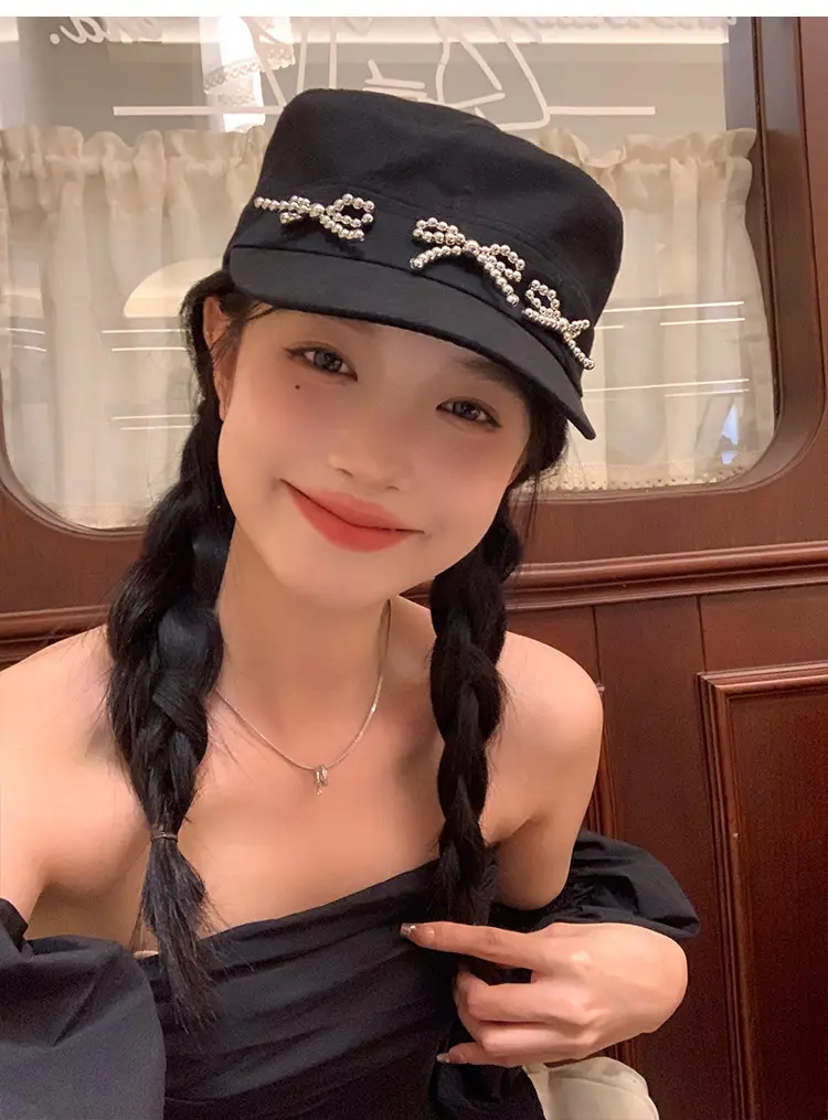 Black Bow Cap Women Spring Summer Sunshade Hat — feature 6