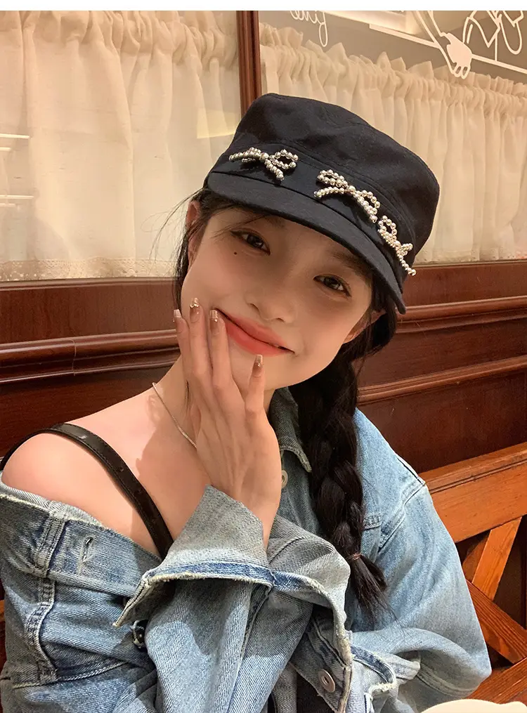 Black Bow Cap Women Spring Summer Sunshade Hat — feature 8